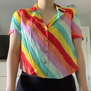 forever 21 cropped button down shirt